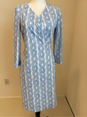 Persifor Wrap Dress Heart Rope Print Elegant Chic  M